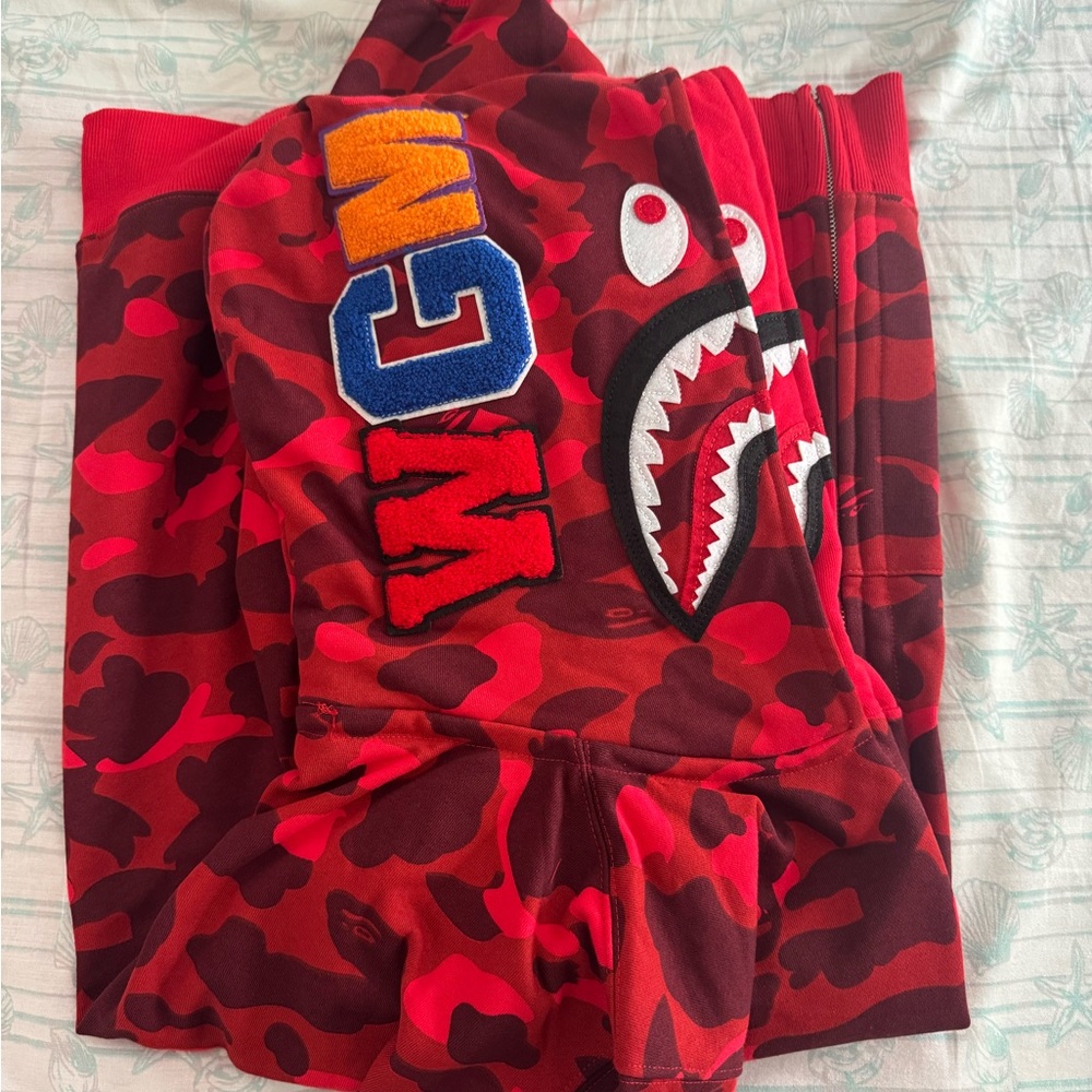 Bape Red Camo Zip up hoodie